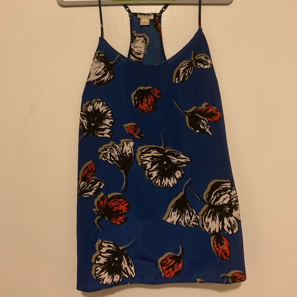 J CREW Silky Blue Floral Tank Top Size 6 - Picture 6 of 6